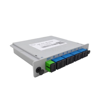 ফাইবার অপটিক্যাল LGX PLC স্প্লিটার FTTH 1x8 SC UPC সংযোগকারী কার্ডের ধরন