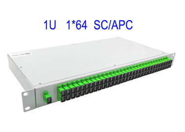 1U র্যাক মাউন্ট 1 × 64 SM ফাইবার অপটিক PLC স্প্লিটার SC/APC বক্স 19 ইঞ্চি সাদা