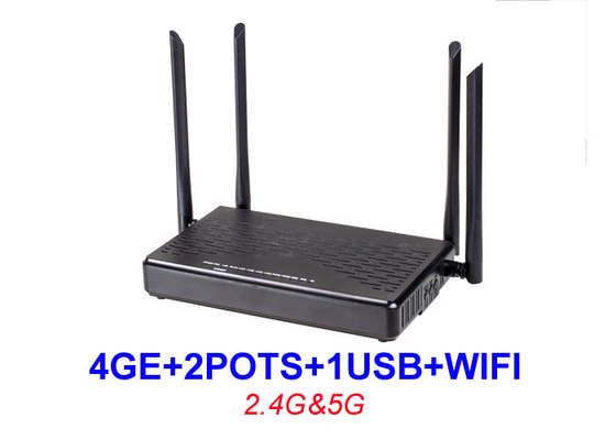 ডুয়াল ব্যান্ড Ftth ONU সরঞ্জাম HGU 4GE 2 Pots WIFI 2.4G 5G 1 USB EPON XPON ONU KEXINT