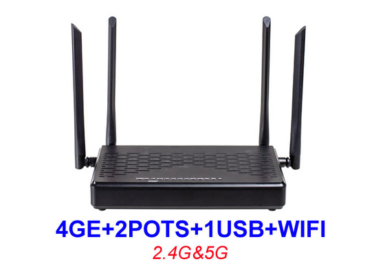 ডুয়াল ব্যান্ড Ftth ONU সরঞ্জাম HGU 4GE 2 Pots WIFI 2.4G 5G 1 USB EPON XPON ONU KEXINT